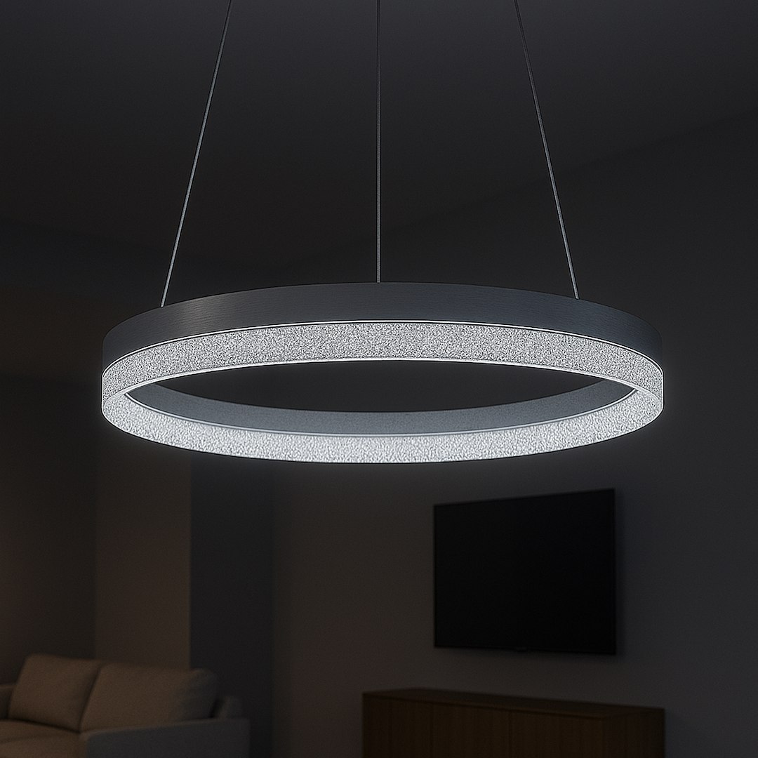 Suspension Moderne GALA SILVER Anneau LED Argenté LED 25W Suspension GALA ARGENT 25W LED
