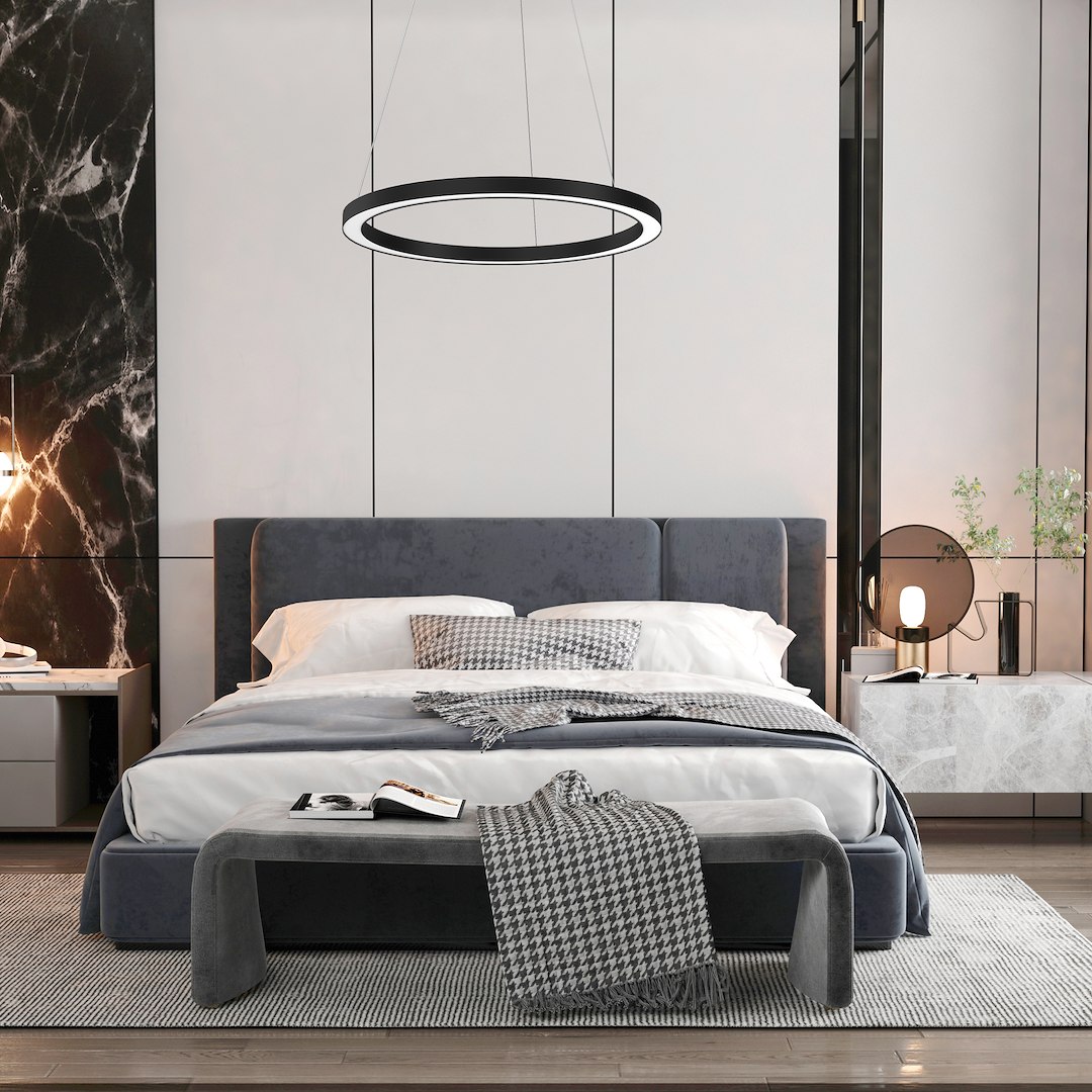 Galaxia Suspension Minimaliste Anneaux Métal Noir mat 26W LED Suspension GALAXIA NOIRE 26W LED