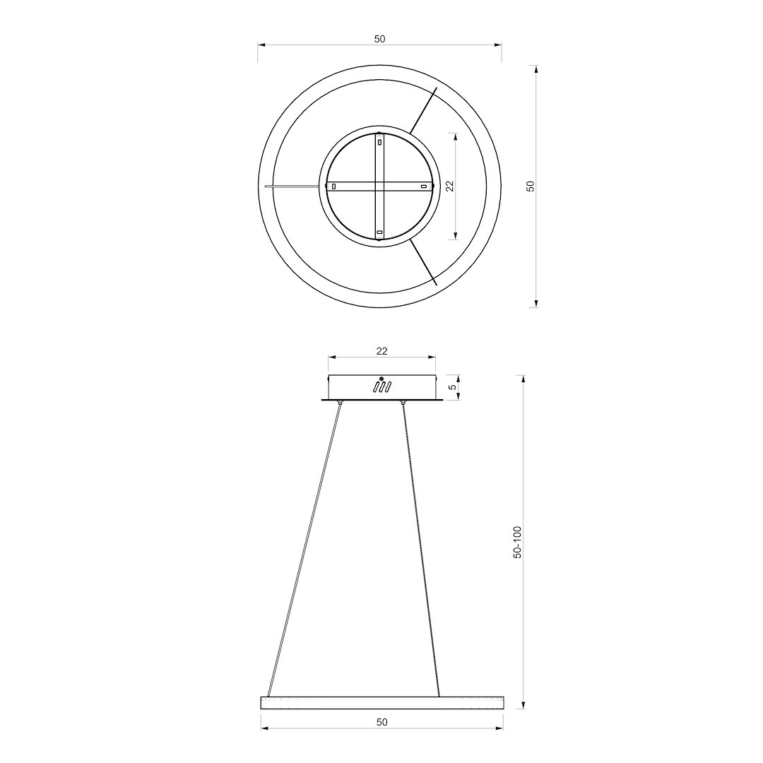 Galaxia Suspension Minimaliste Anneaux Métal Noir mat 26W LED Suspension GALAXIA NOIRE 26W LED