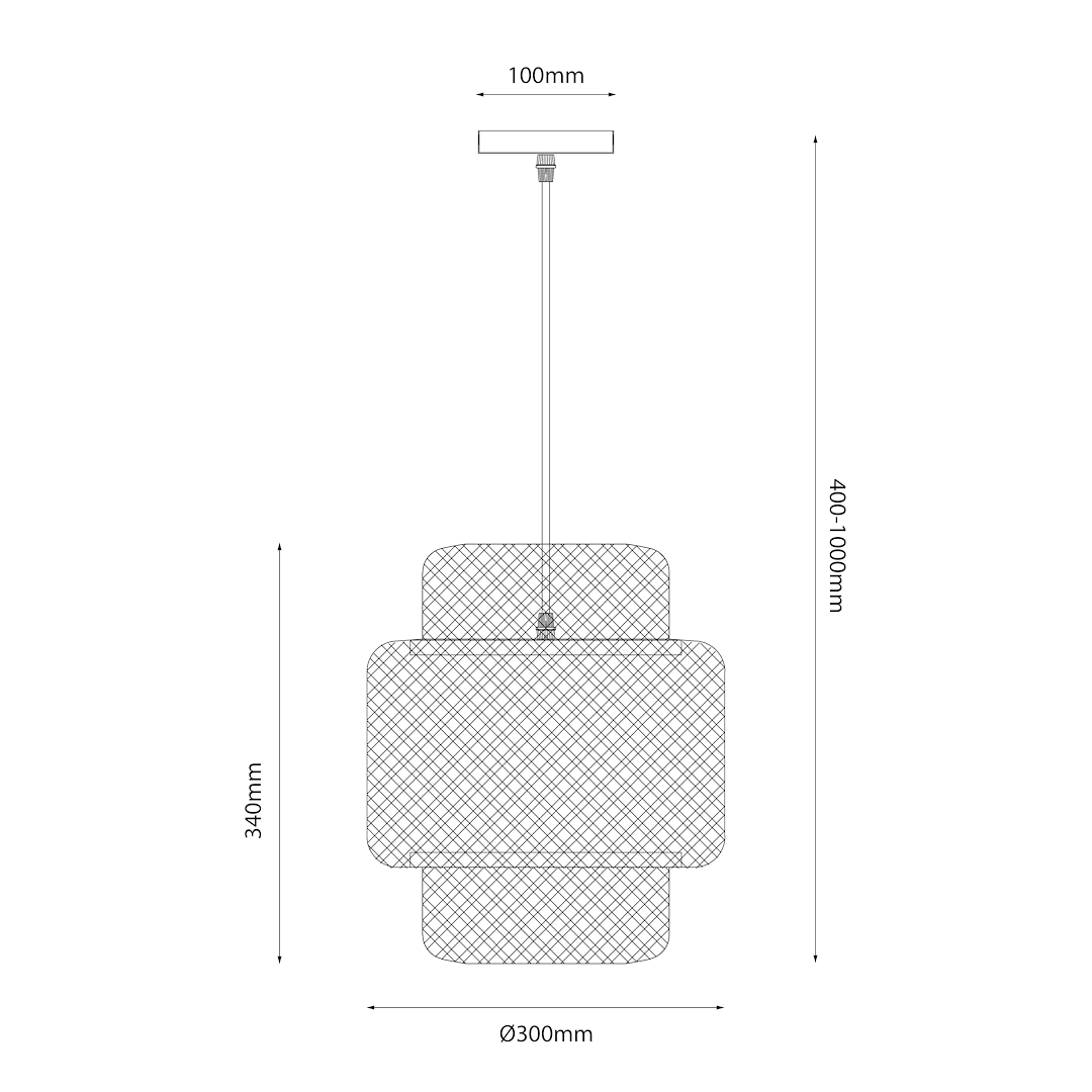 Suspension abat jour hestia 1 lumière en métal et bambou noir 30cm Suspension HESTIA 1xE27