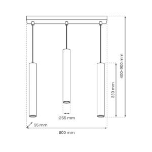 Suspension Hudson Blanc 3xGU10