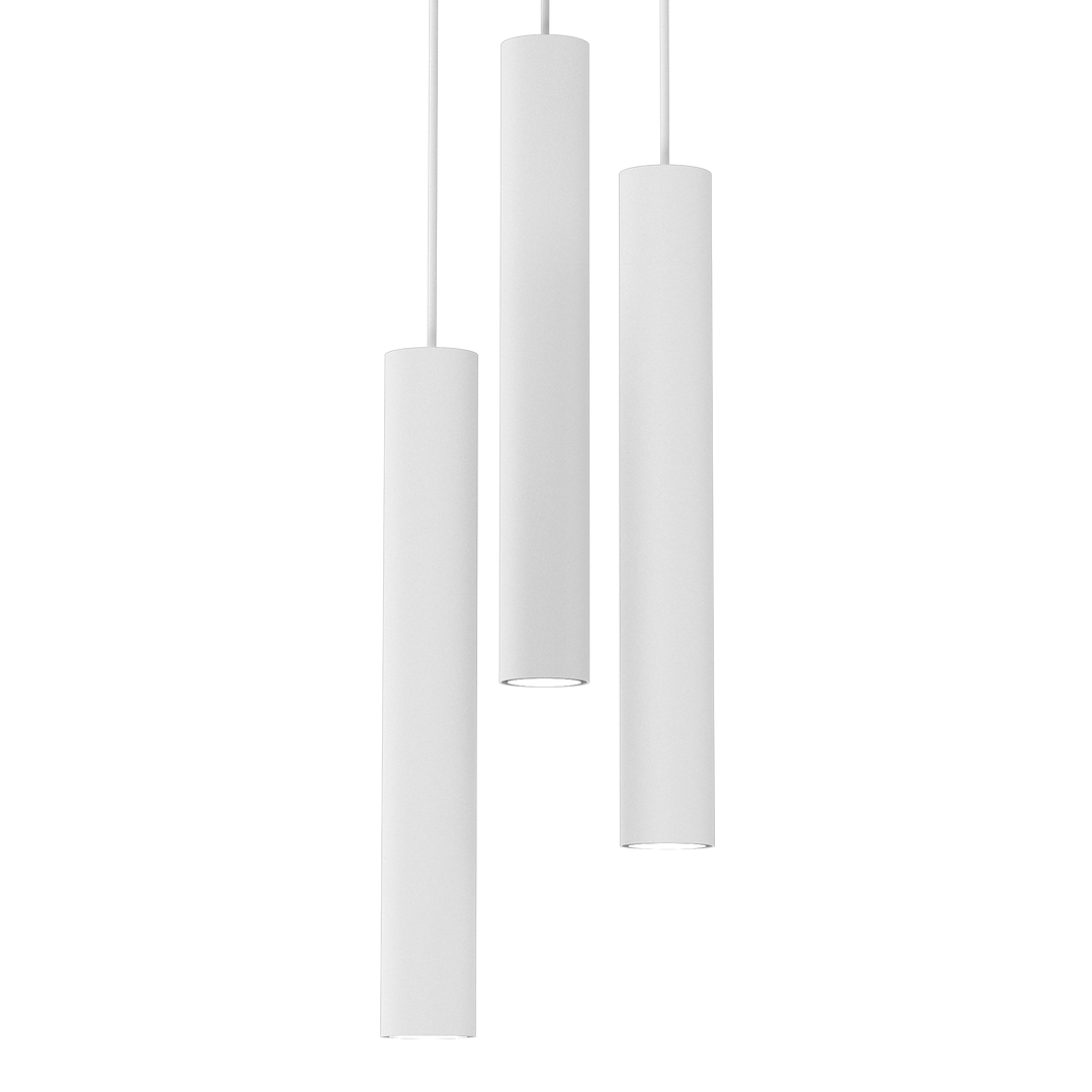Suspension abat jour hudson 3 lumières en métal et plastique blanc 55mm variante b Suspension Hudson Blanc 3xGU10
