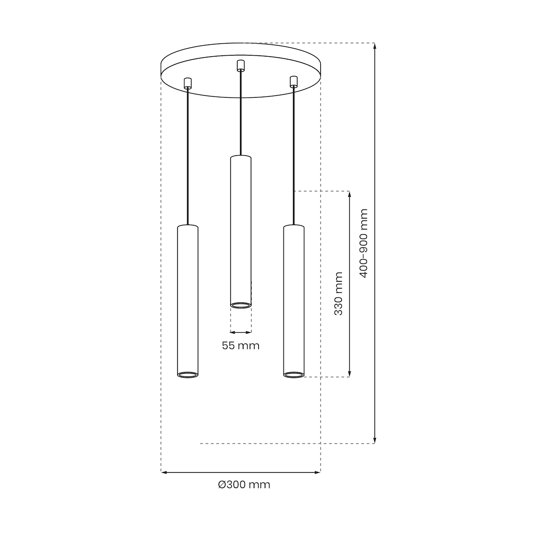 Suspension abat jour hudson 3 lumières en métal et plastique blanc 55mm variante b Suspension Hudson Blanc 3xGU10