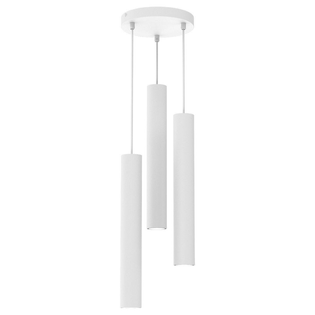Suspension abat jour hudson 3 lumières en métal et plastique blanc 55mm variante b Suspension Hudson Blanc 3xGU10