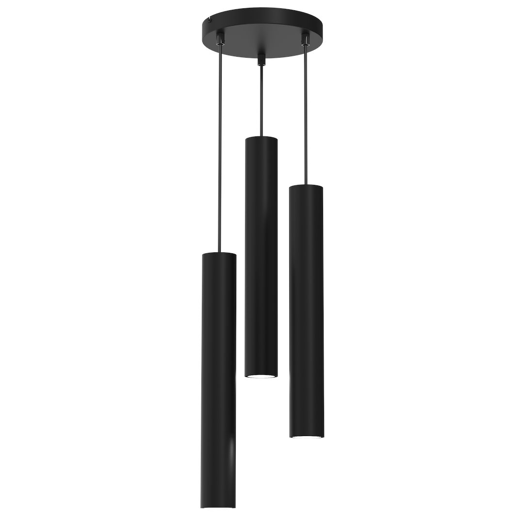 Suspension abat jour hudson 3 lumières en métal et plastique noir 55mm Suspension HUDSON NOIR 3xGU10