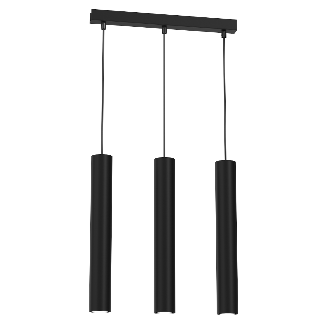 Suspension abat jour hudson 3 lumières noir 55mm Suspension HUDSON NOIRE 3xGU10