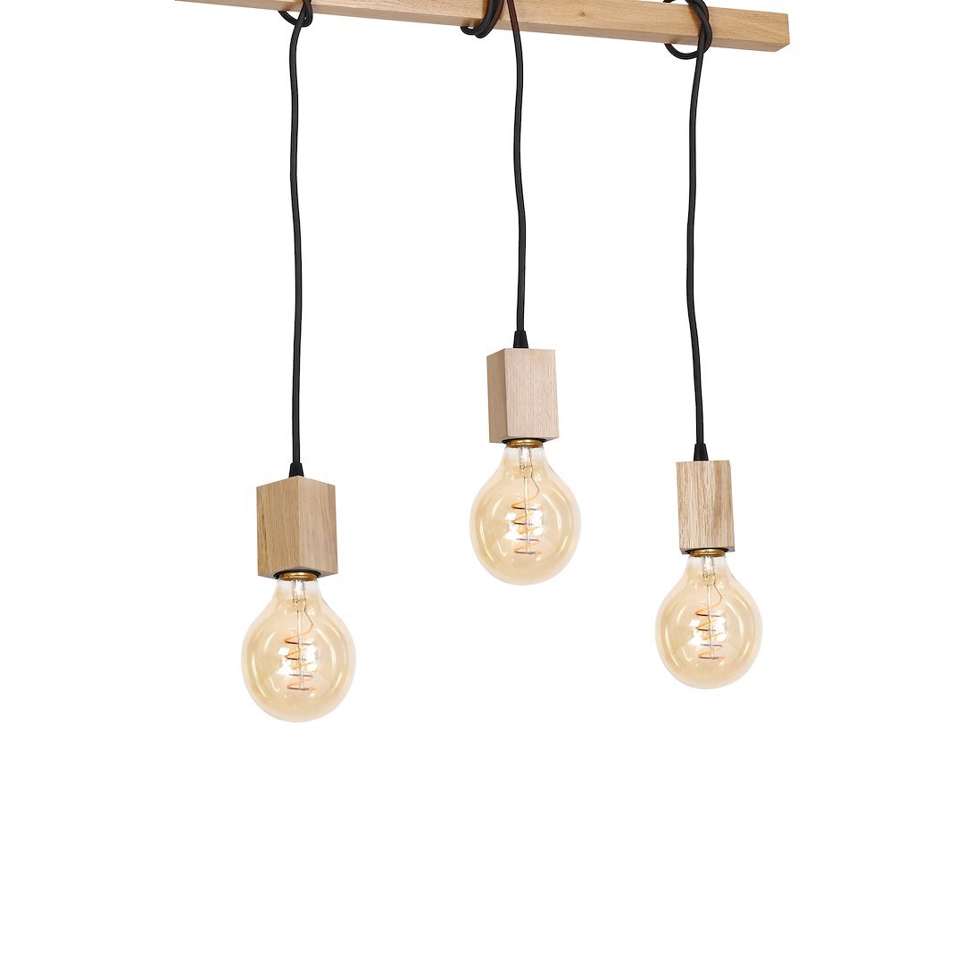 Suspension sphérique jack 3 lumières en bois bois naturel 55mm Suspension JACK 3xE27