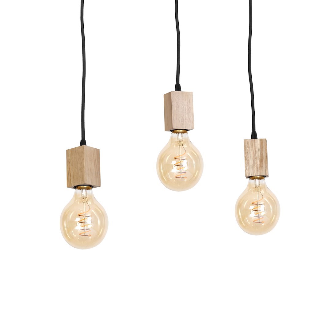 Suspension sphérique jack 3 lumières en bois bois naturel 55mm Suspension JACK 3xE27
