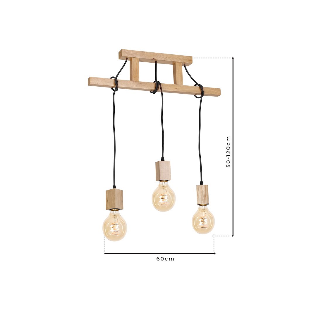 Suspension sphérique jack 3 lumières en bois bois naturel 55mm Suspension JACK 3xE27