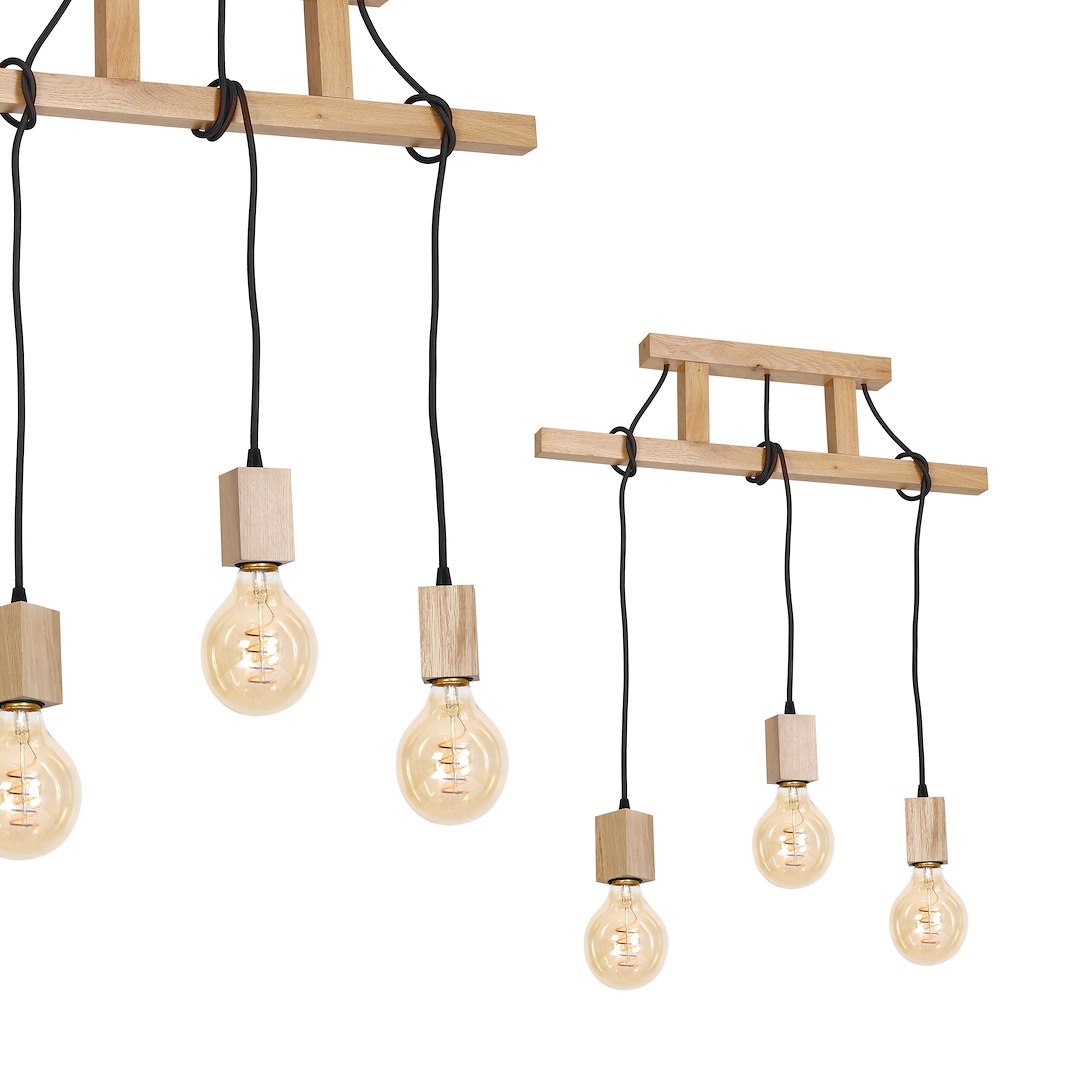 Suspension sphérique jack 3 lumières en bois bois naturel 55mm Suspension JACK 3xE27
