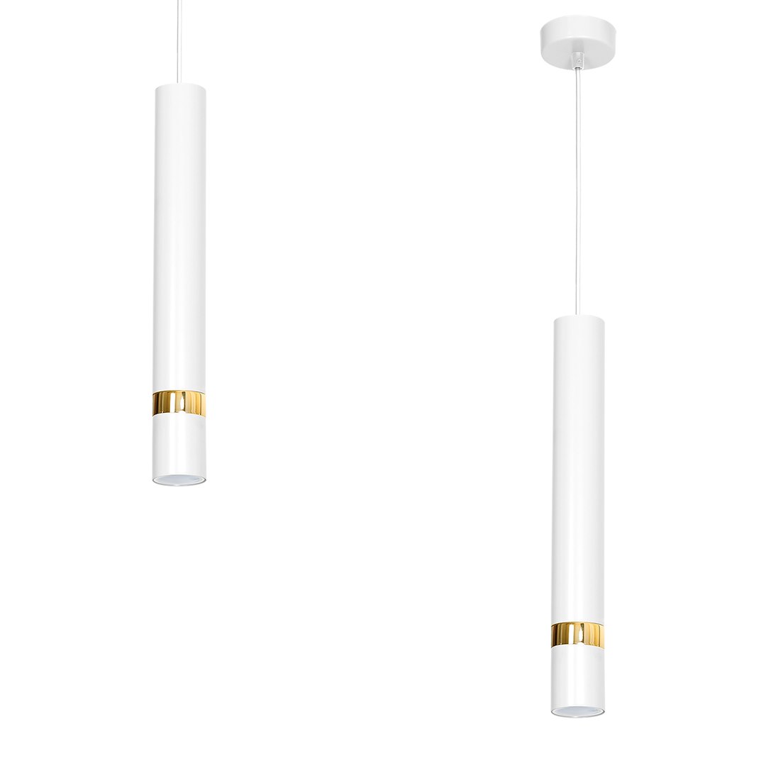 Suspension cylindrique joker 1 lumière en métal blanc et or 55mm Suspension Joker 1xGU10 Blanc/Doré