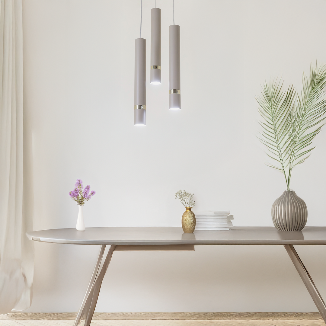 Luminaire Suspension JOKER métal Taupe / Doré 3xGU10 Suspension JOKER CACHEMIRE/OR 3xGU10 (rond)
