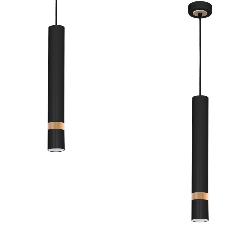 Suspension JOKER NOIR/BOIS 1xGU10