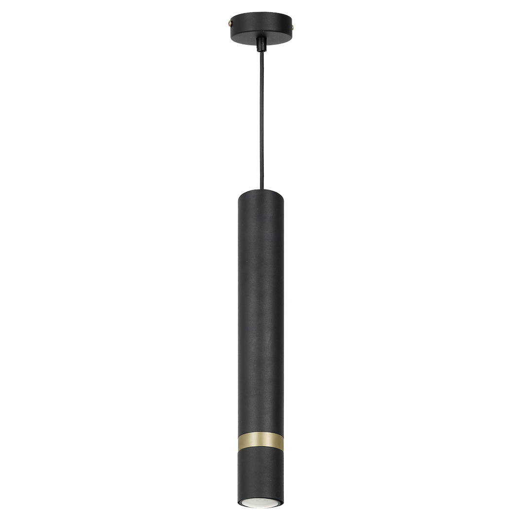 Suspension cylindrique joker 1 lumière noir et or 55mm variante b Suspension JOKER SATIN GOLD 1xGU10