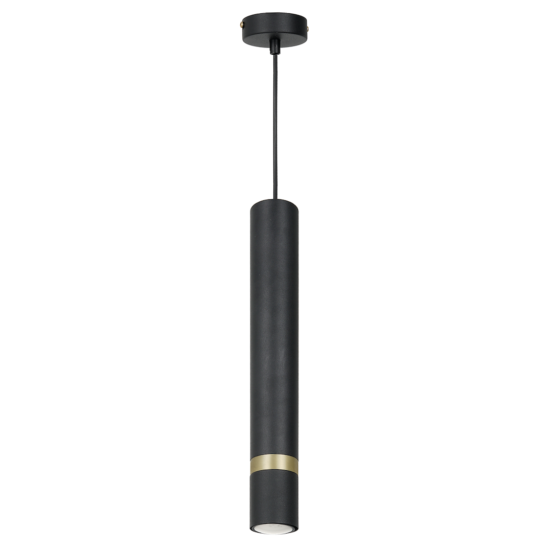 Suspension cylindrique joker 1 lumière noir et or 55mm variante b Suspension JOKER SATIN GOLD 1xGU10