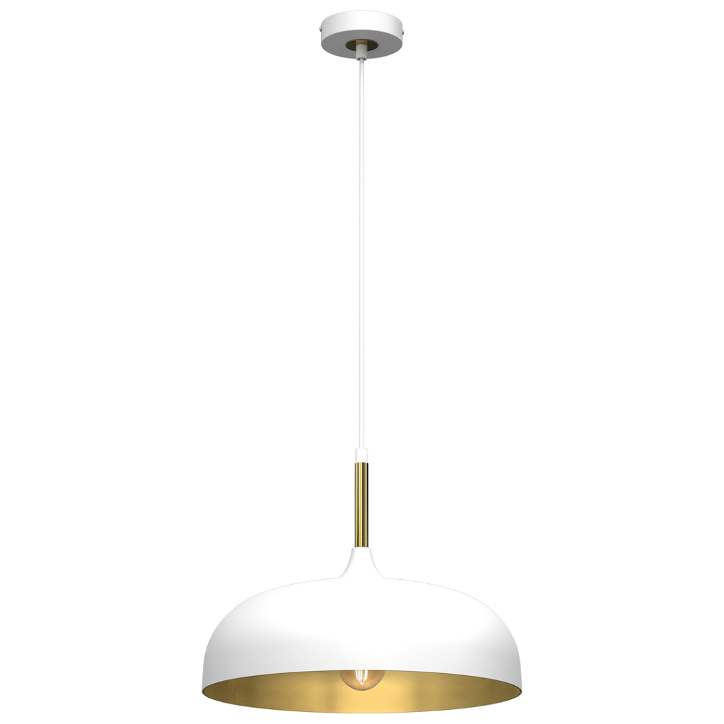 Nouveautés Suspension Lincoln 1xE27 35cm Blanc/Doré