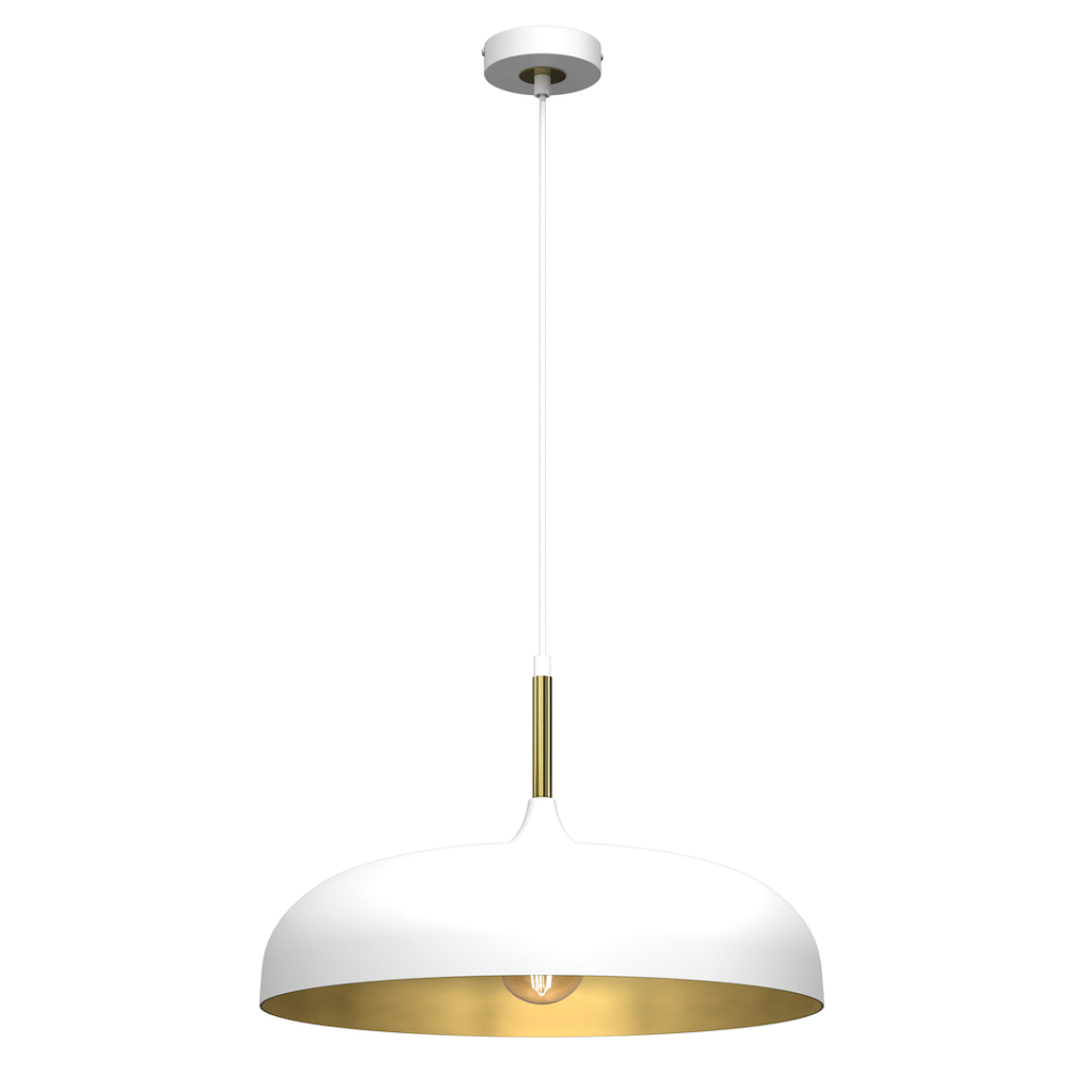 Nouveautés Suspension Lincoln 1xE27 45cm Blanc/Doré