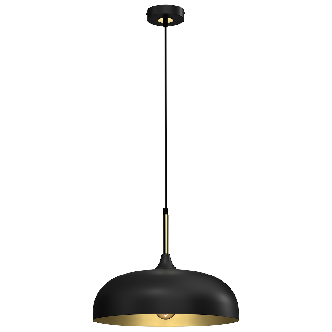 Suspension abat jour lincoln 1 lumière en métal noir et or 35cm Suspension LINCOLN NOIR/OR 1xE27 35cm