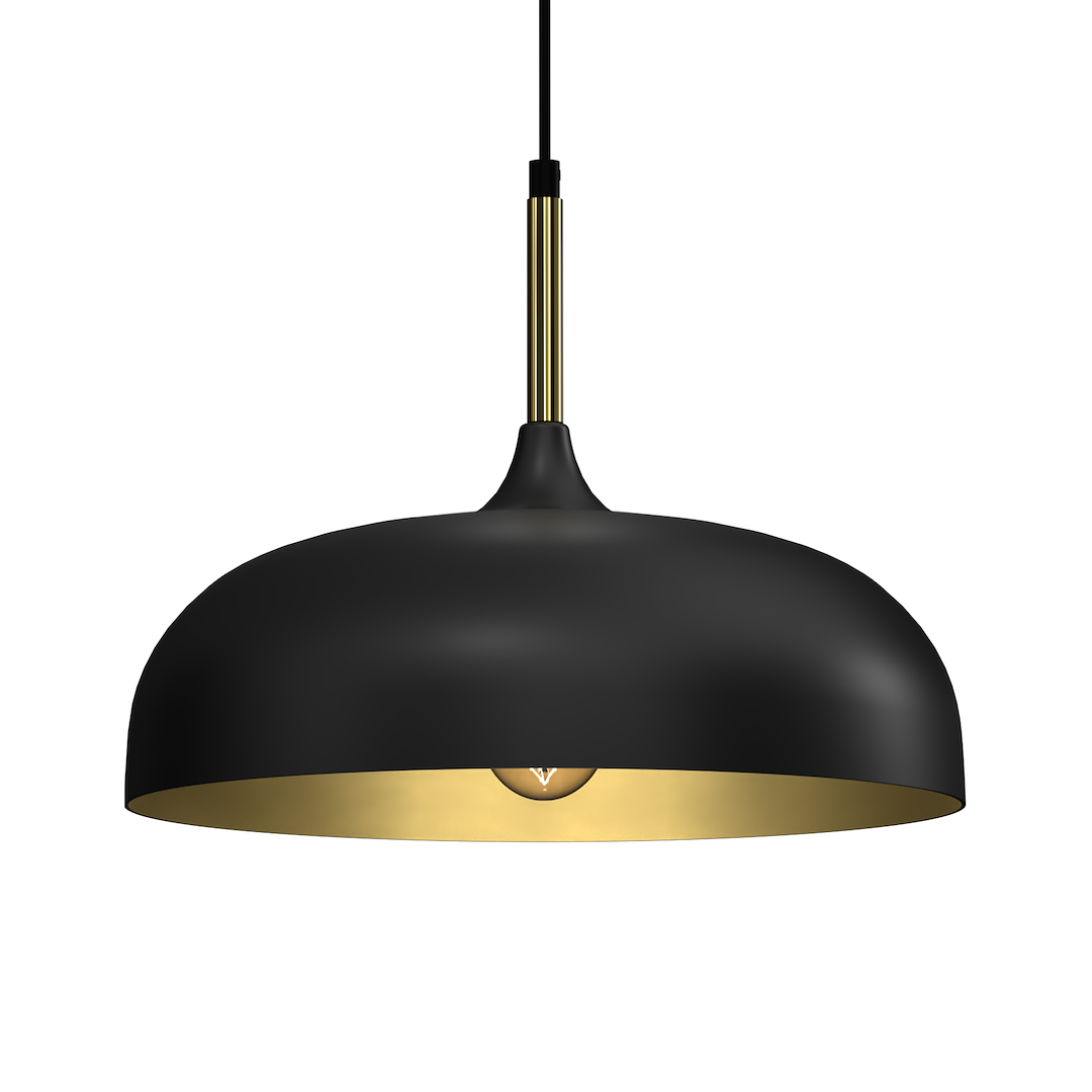 Suspension abat jour lincoln 1 lumière en métal noir et or 35cm Suspension LINCOLN NOIR/OR 1xE27 35cm