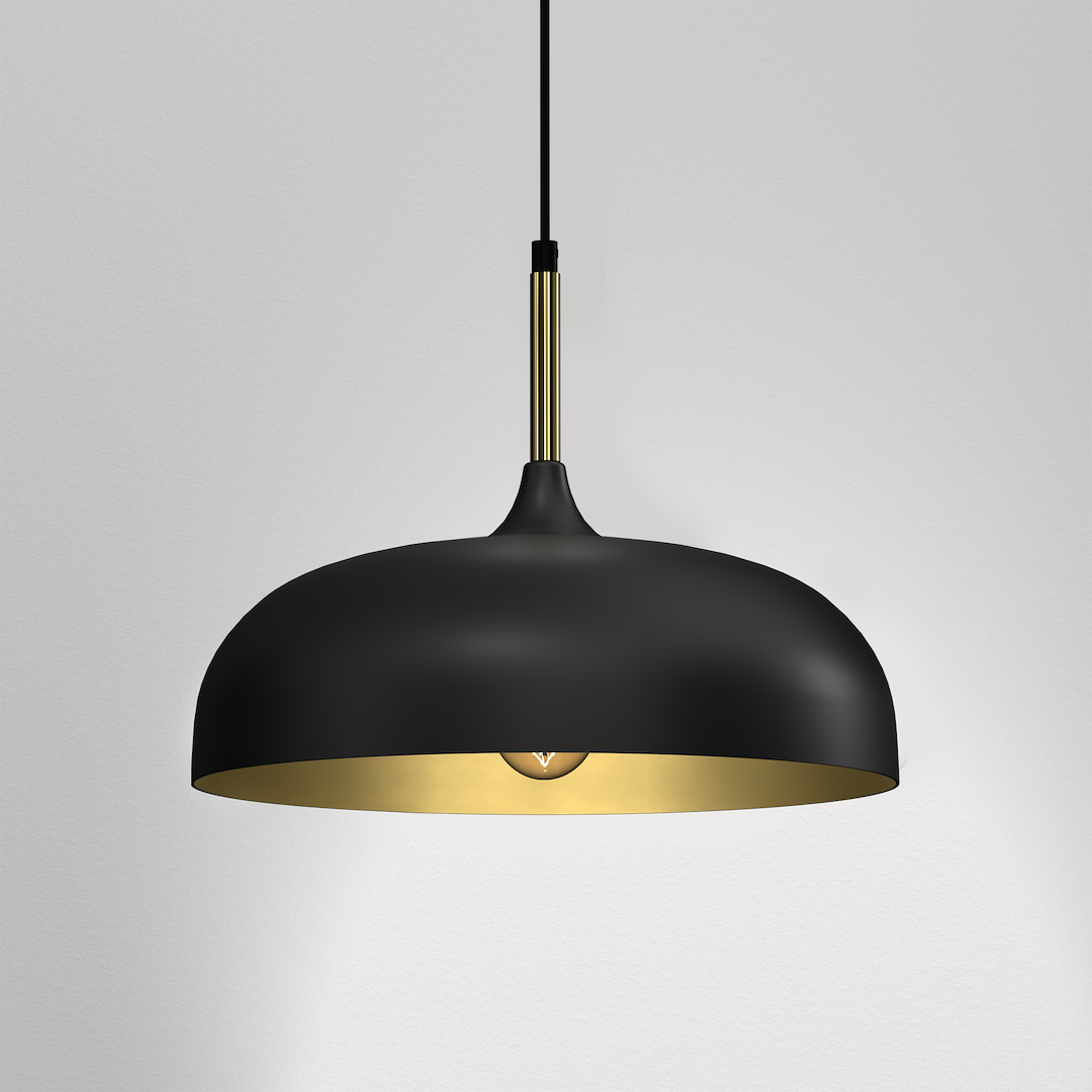 Suspension abat jour lincoln 1 lumière en métal noir et or 35cm Suspension LINCOLN NOIR/OR 1xE27 35cm