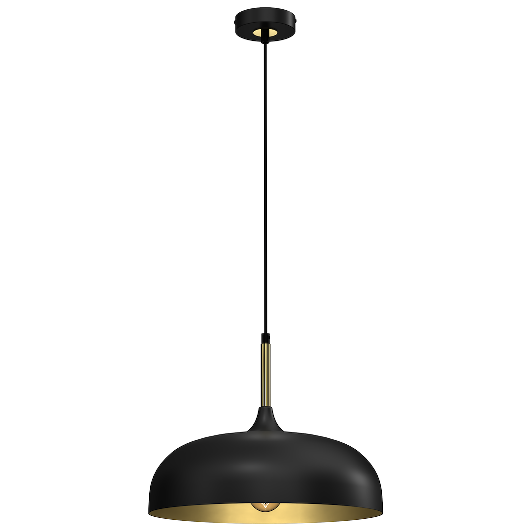 Suspension abat jour lincoln 1 lumière en métal noir et or 35cm Suspension LINCOLN NOIR/OR 1xE27 35cm