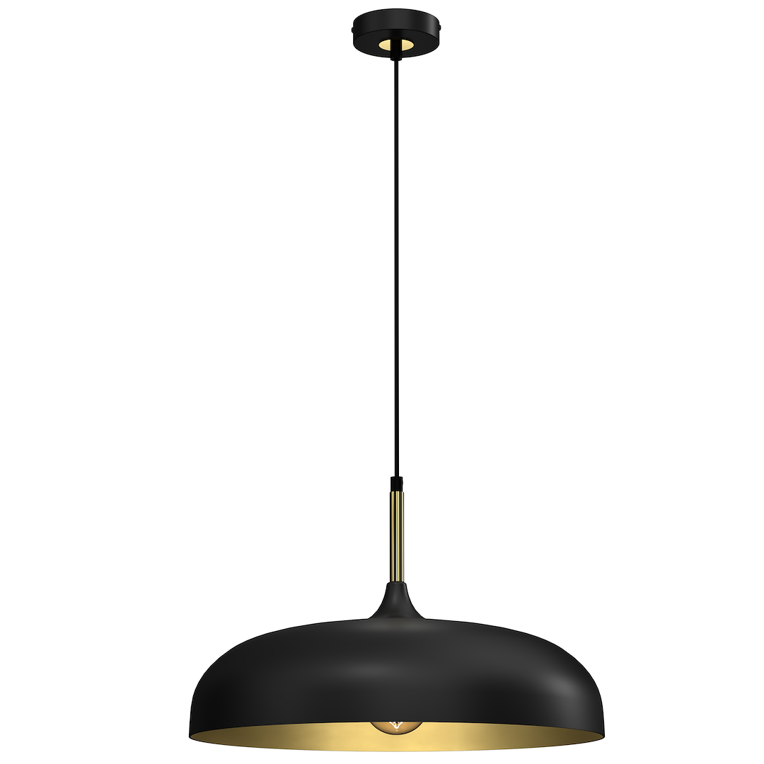 Suspension abat jour lincoln 1 lumière en métal noir et or 45cm Suspension LINCOLN NOIR/OR 1xE27 45cm