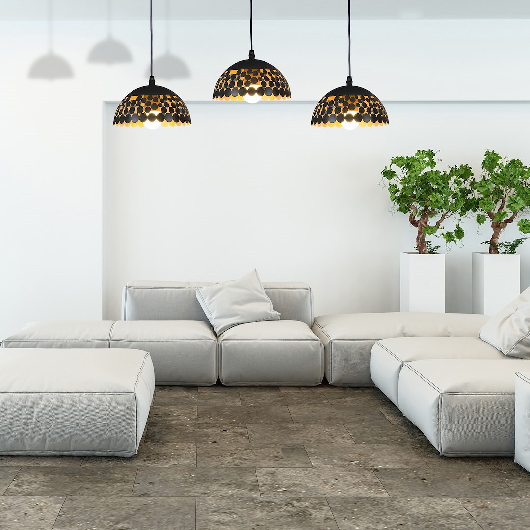 Suspension sphérique lisa 3 lumières en métal noir 18cm Suspension LISA NOIRE 3xE27