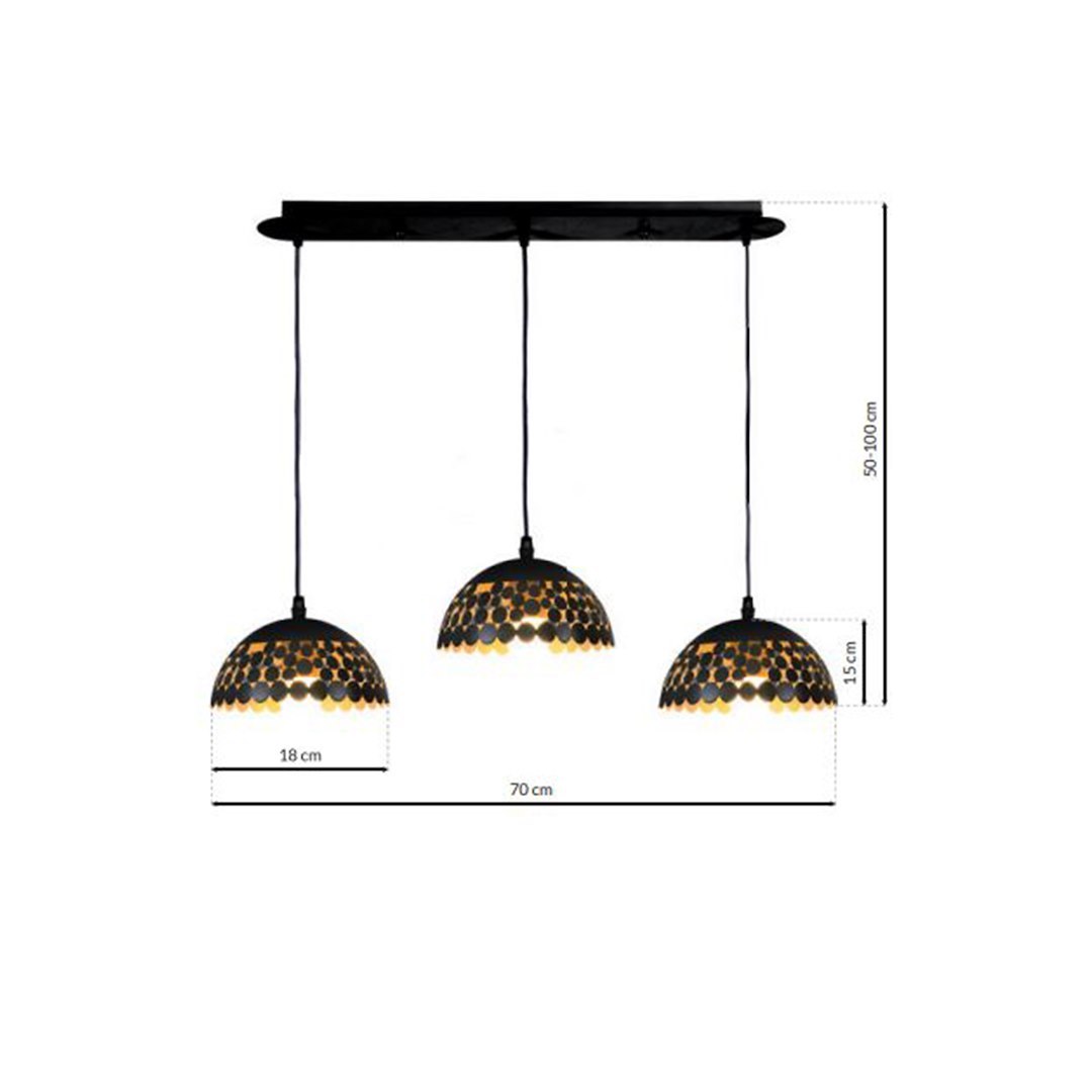 Suspension sphérique lisa 3 lumières en métal noir 18cm Suspension LISA NOIRE 3xE27