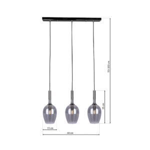 Suspension LUGANO FUMÉE 3xE14