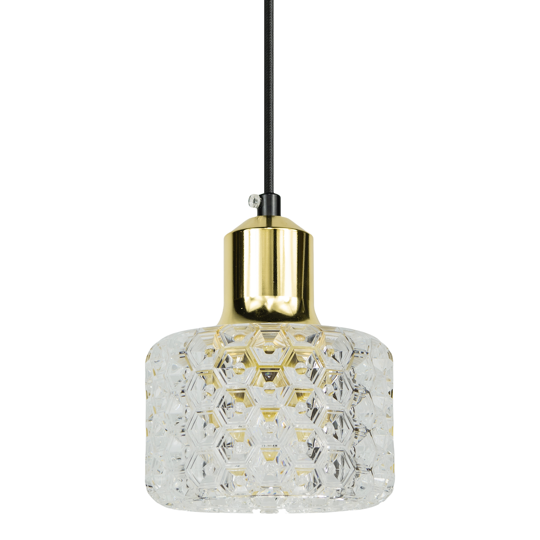 Suspension cloche lumi 1 lumière en métal et acrylique noir et or 12cm Suspension LUMI 1xG9