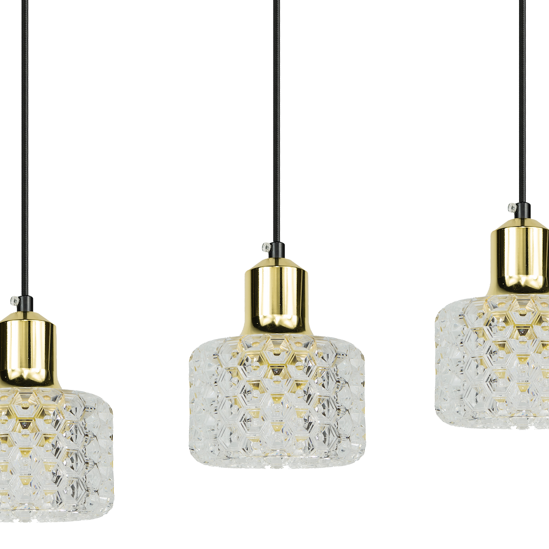 Suspension cloche lumi 3 lumières en métal et acrylique noir et or 12cm Suspension LUMI 3xG9