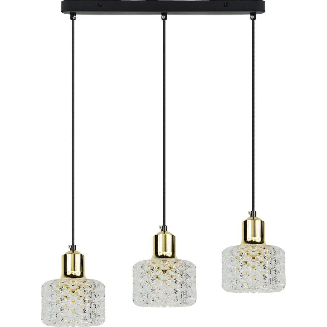 Suspension cloche lumi 3 lumières en métal et acrylique noir et or 12cm Suspension LUMI 3xG9