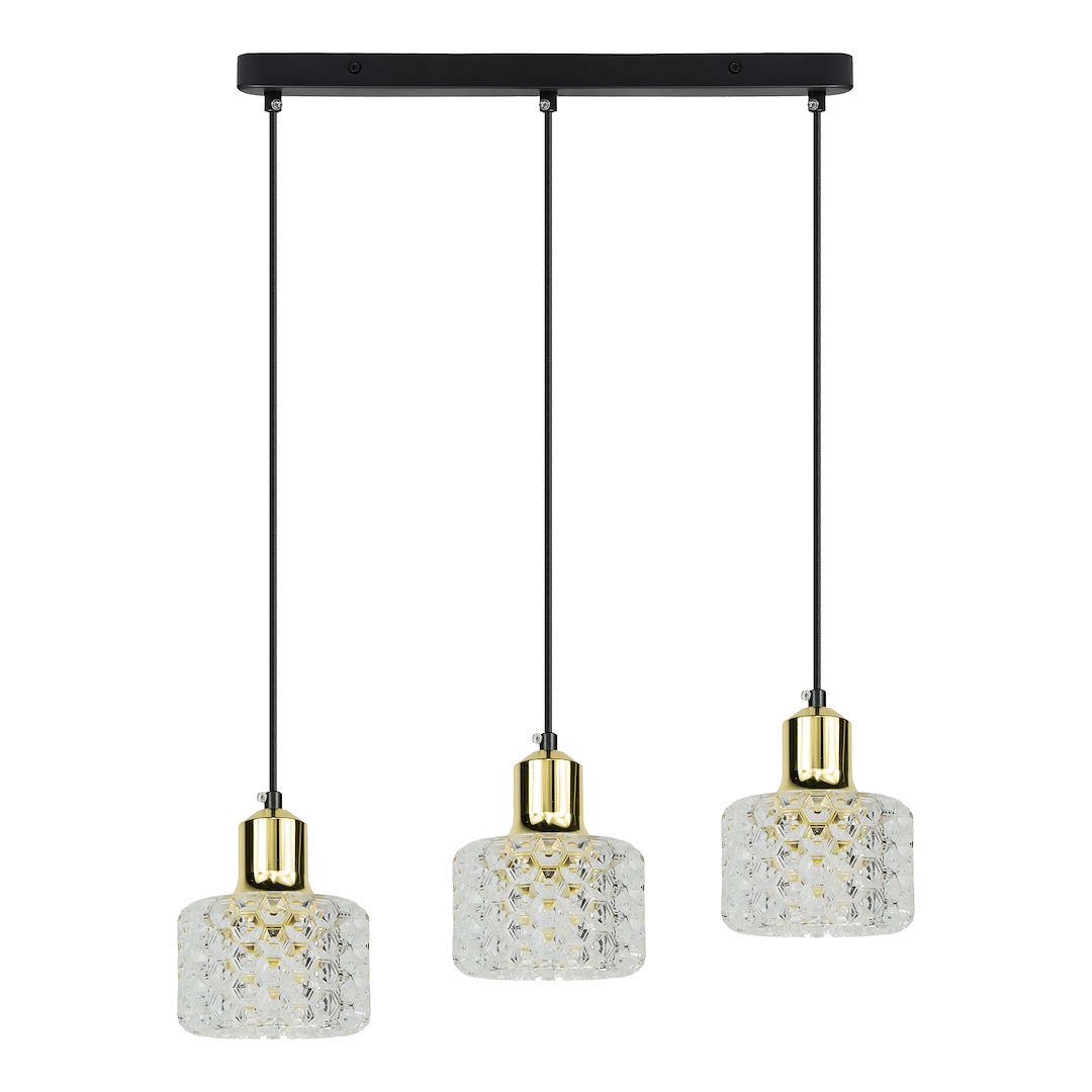Suspension cloche lumi 3 lumières en métal et acrylique noir et or 12cm Suspension LUMI 3xG9