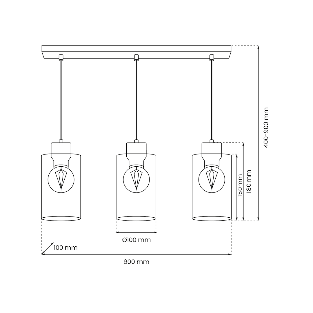 Suspension abat jour madera 3 lumières en métal verre et bois blanc 10cm variante b Suspension MADERA 3xE27