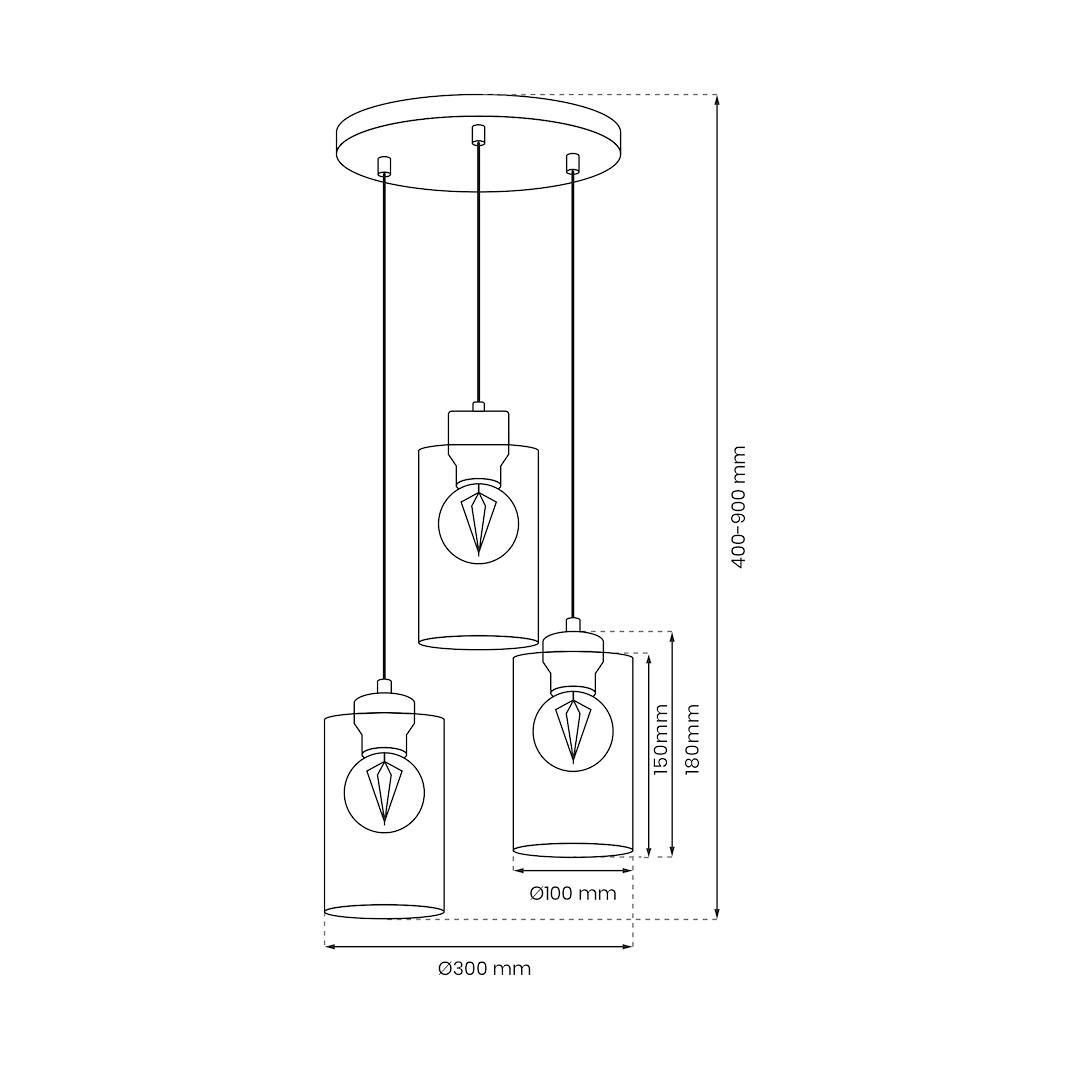 Suspension abat jour madera 3 lumières en métal verre et bois blanc 10cm variante a Suspension MADERA 3xE27
