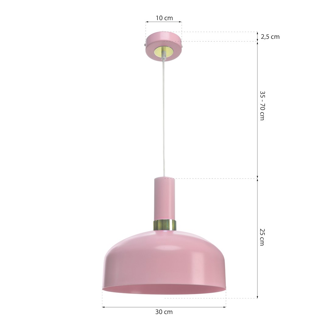 Suspension abat jour malmo 1 lumière en métal rose 30cm Suspension MALMO PINK 1xE27