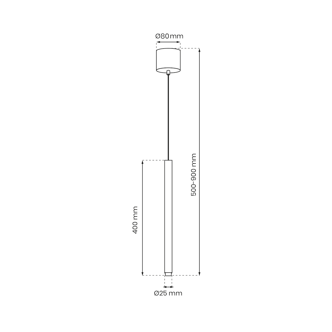 Suspension cylindrique monza 1 lumière en métal et plastique noir 25mm Suspension MONZA NOIR 1xG9 max 8W LED