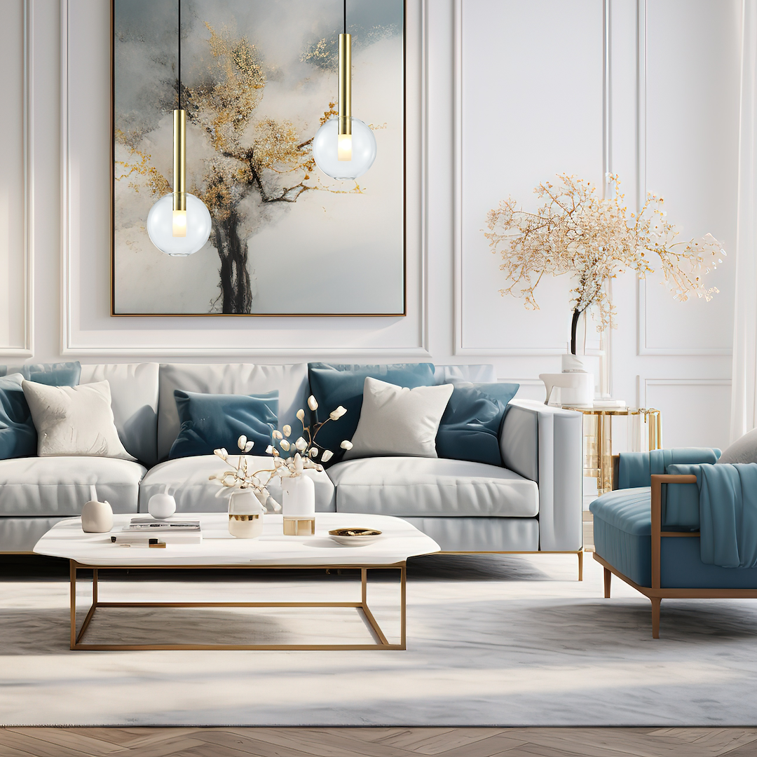 Suspension sphérique niko 1 lumière en métal et verre doré 15cm Suspension NIKO GOLD 1xG9 fi 150