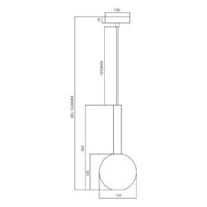 Suspension Niko Noir 1xG9 fi 150