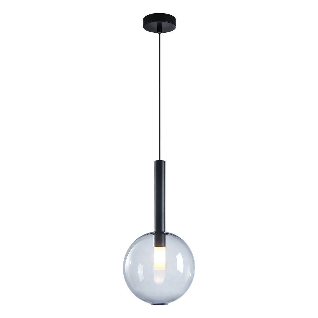 Suspension sphérique niko 1 lumière en métal et verre noir 20cm Suspension Niko Noir 1xG9 ø 200