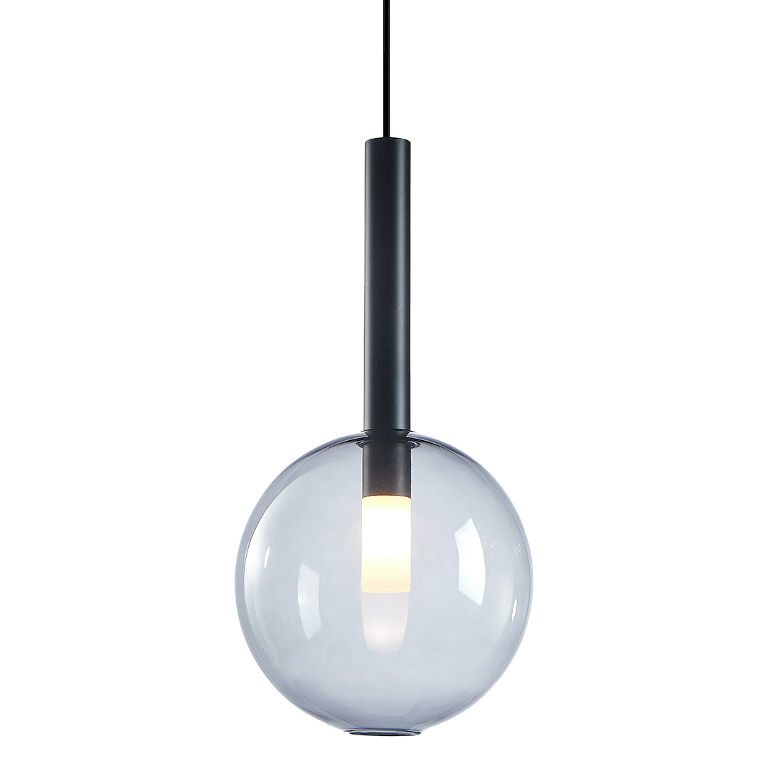 Suspension sphérique niko 1 lumière en métal et verre noir 20cm Suspension Niko Noir 1xG9 ø 200