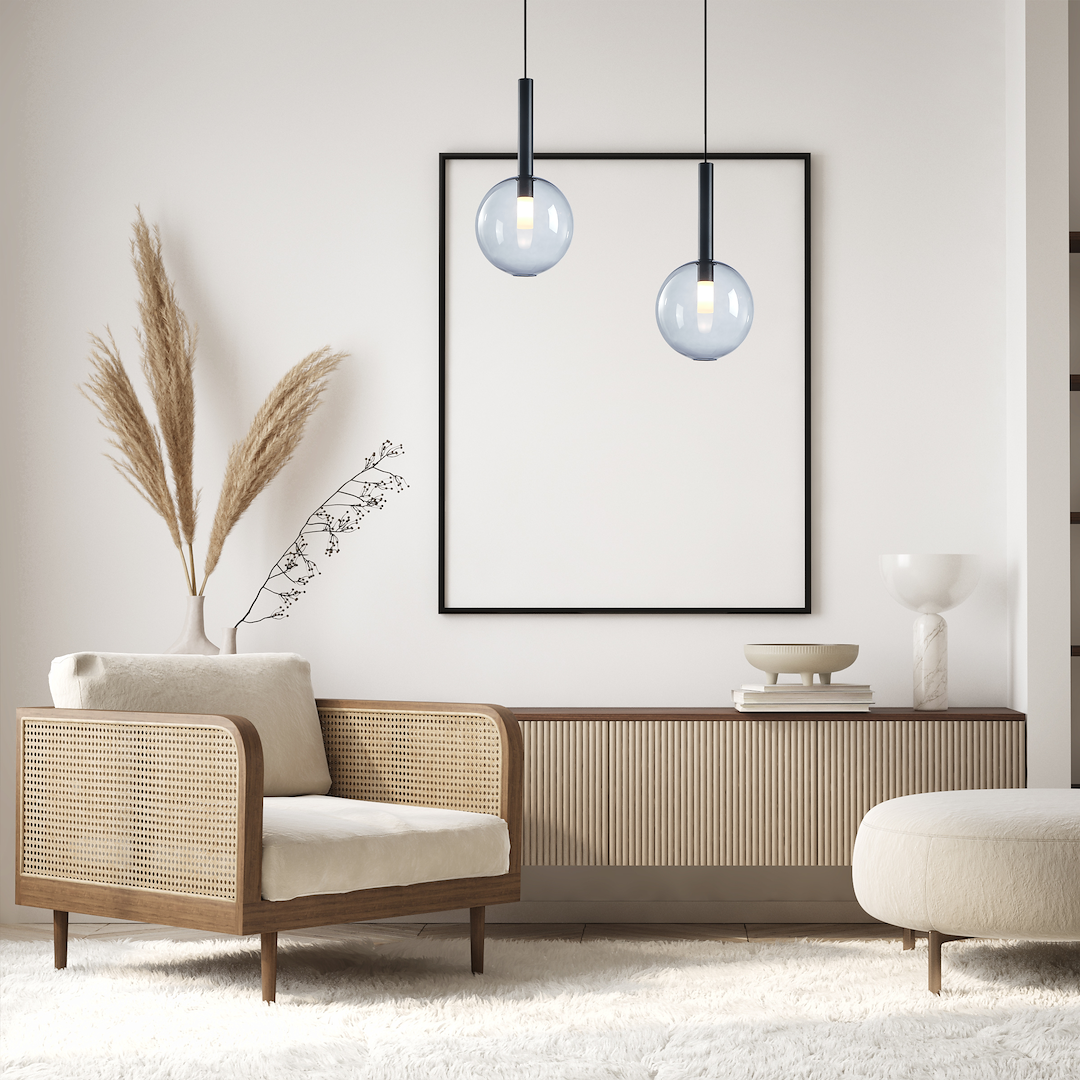Suspension sphérique niko 1 lumière en métal et verre noir 20cm Suspension Niko Noir 1xG9 ø 200