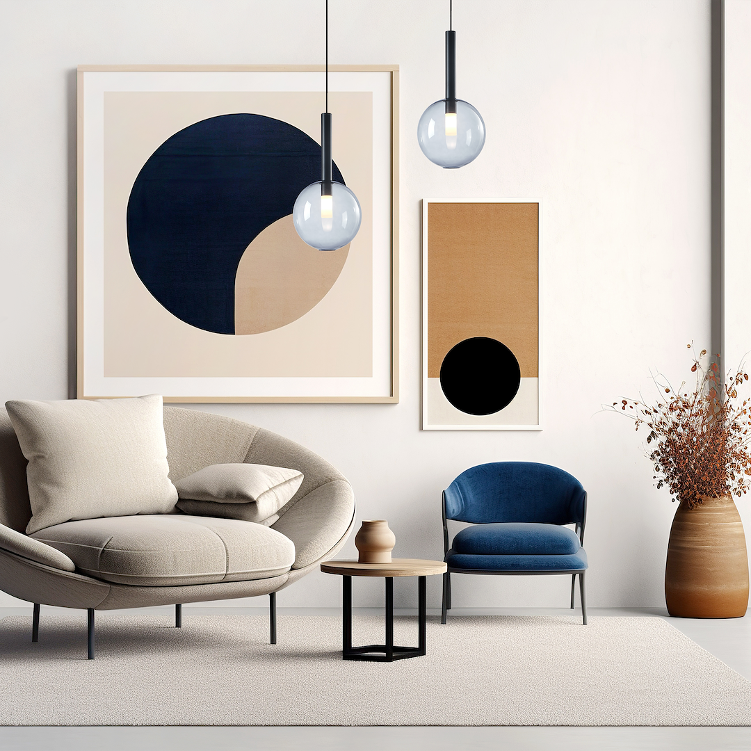 Suspension sphérique niko 1 lumière en métal et verre noir 20cm Suspension Niko Noir 1xG9 ø 200