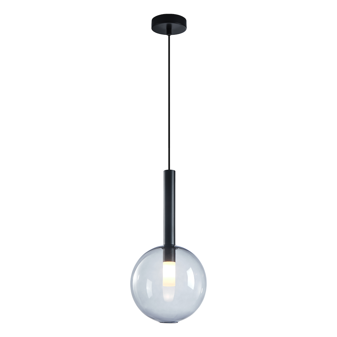 Suspension sphérique niko 1 lumière en métal et verre noir 20cm Suspension Niko Noir 1xG9 ø 200