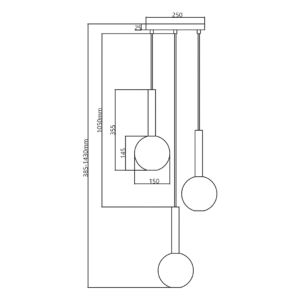 Suspension Niko Noire 3xG9