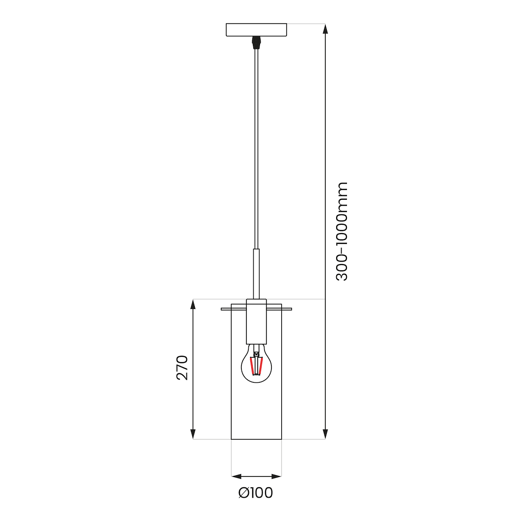 Suspension abat jour padova 1 lumière en métal et verre noir 10cm Suspension PADOVA 1xE27