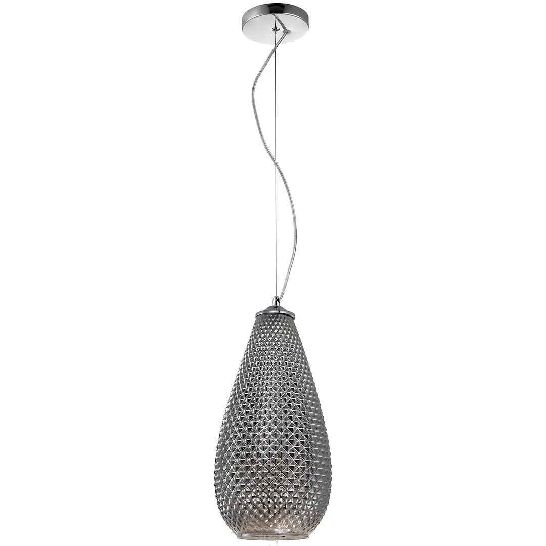 Suspension ovale petra 1 lumière en métal et verre chrome 18cm Suspension PETRA 1xE27
