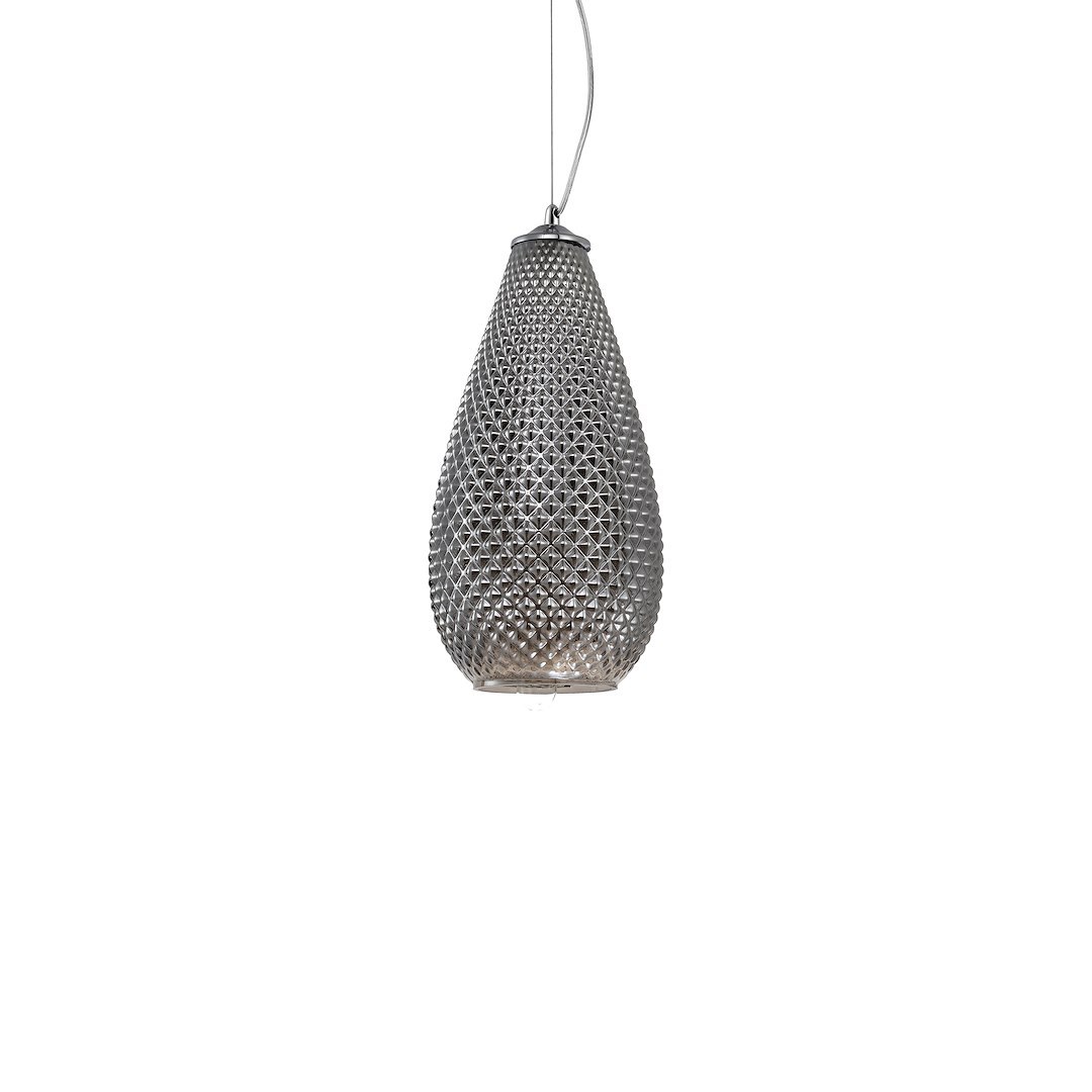 Suspension ovale petra 1 lumière en métal et verre chrome 18cm Suspension PETRA 1xE27