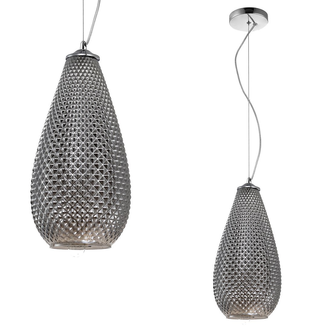 Suspension ovale petra 1 lumière en métal et verre chrome 18cm Suspension PETRA 1xE27