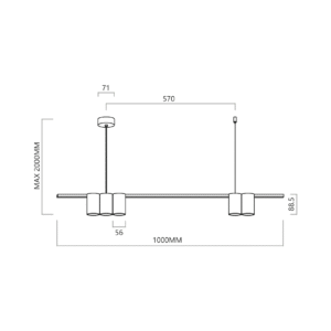 Suspension (réglette) Genesis Noir Doré 5xGU10